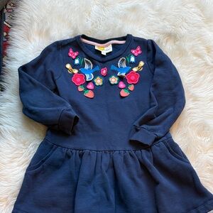 Mini Boden Dark Blue Dress with Multicolor Embroidery
